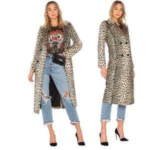 HOUSE OF HARLOW 1960 PERRY COAT LEOPARD FAUX FUR
